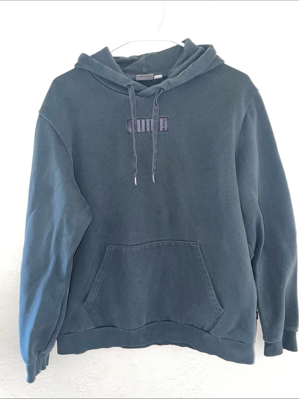 PUMA Modern Basics Fleece Hoodie Washed Black Charcoal Mens Size L